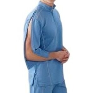 Silverts Adaptive‎ Quarter Zip Pullover L Blue Side Zip Easy On Stretch Knit Top